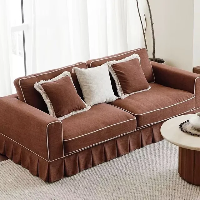 Nordic Wabi Sabi style skirt edge linen fabric three seater sofa, removable and washable living room furniture 5 Nordic Wabi Sabi style skirt edge linen fabric three seater sofa, removable and washable living room furniture 5