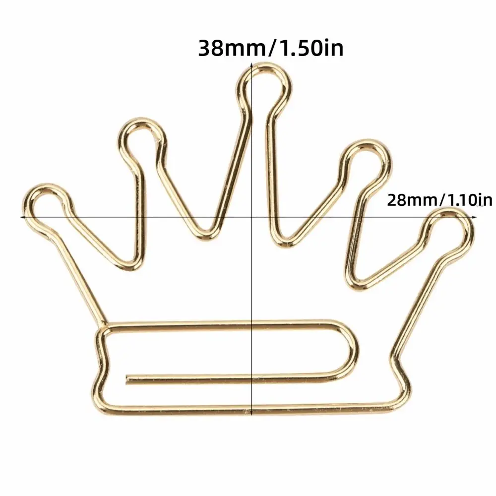 10pcs 북마크 크라운 크라운 모양 종이 클립 금속 크리 에이 티브 디자인 북마크 클립 휴대용 골드 종이 클립 사무실 사용
