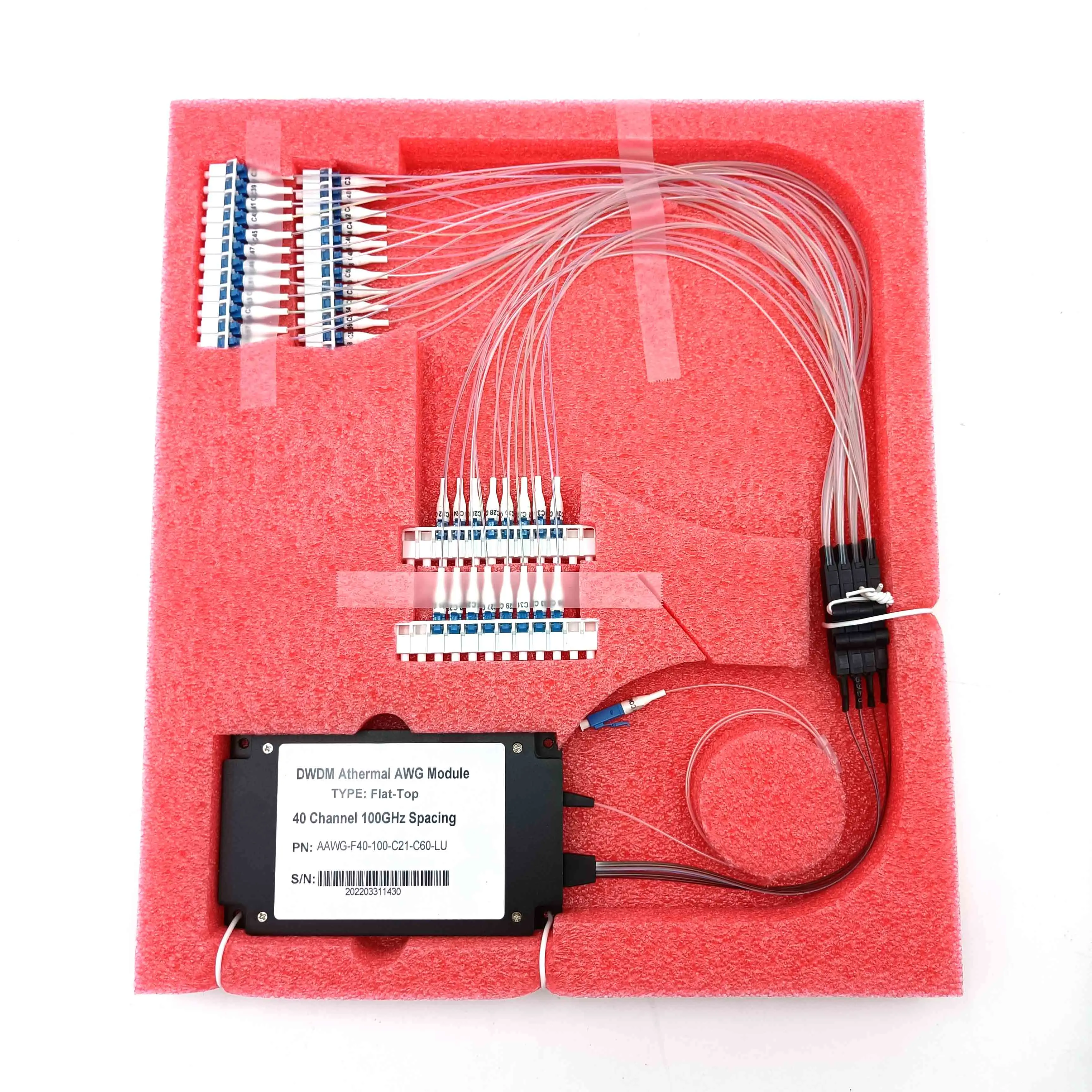 

40 Channels 100GHz Flat-top Athermal AWG DWDM MUX DEMUX Module