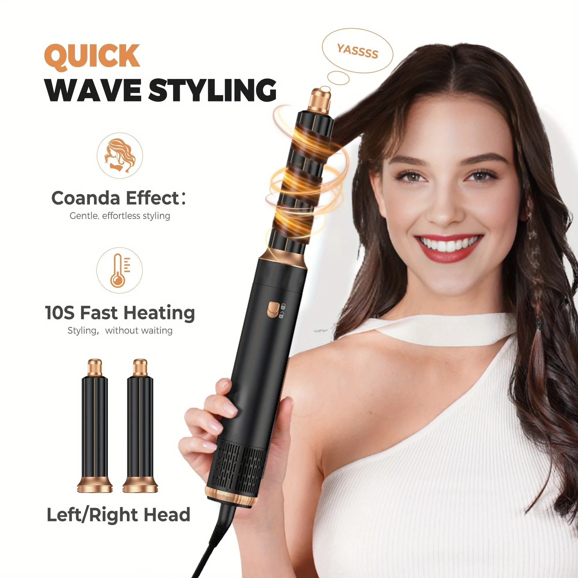 UKLISS 5-in-1 Haartrockner-Bürste Elektrischer Heißluft-Haarglätter Multifunktionaler Haarstyling-Föhnbürste Rotierender Lockenstab-Set – Detail 6