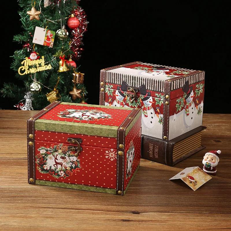 Christmas candy box Vintage Leather Jewelry Packaging Case With