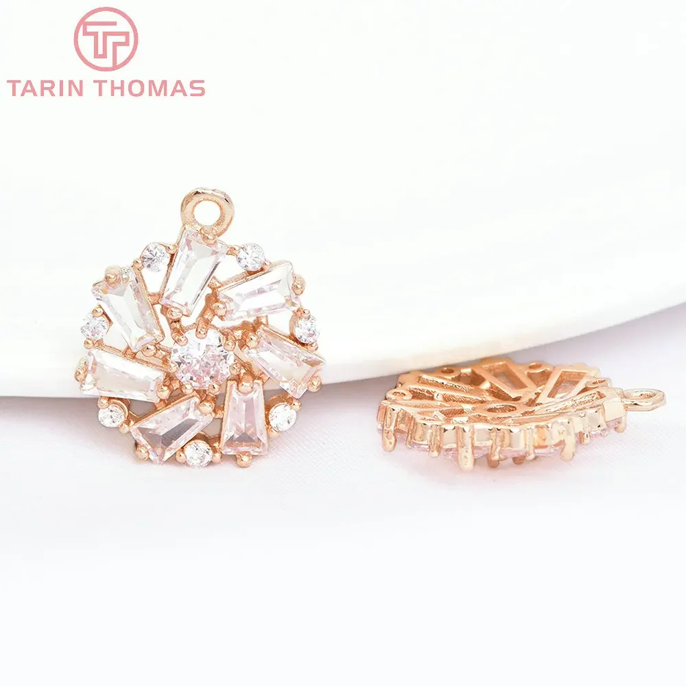

(7096) 4PCS 16MM 24K Gold Color Brass with Zircon Round Charms Pendants High Quality DIY Jewelry Making Findings Wholesale