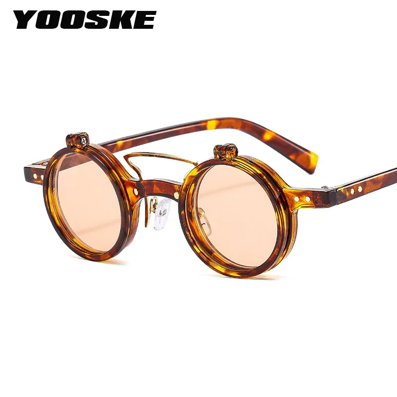 

Маленькие круглые солнцезащитные очки Imwete в стиле панк, женские солнцезащитные очки с двойным лучом в стиле ретро, мужские солнцезащитные очки с откидной линзой и защитой от УФ-излучения, оптические очки в оправе