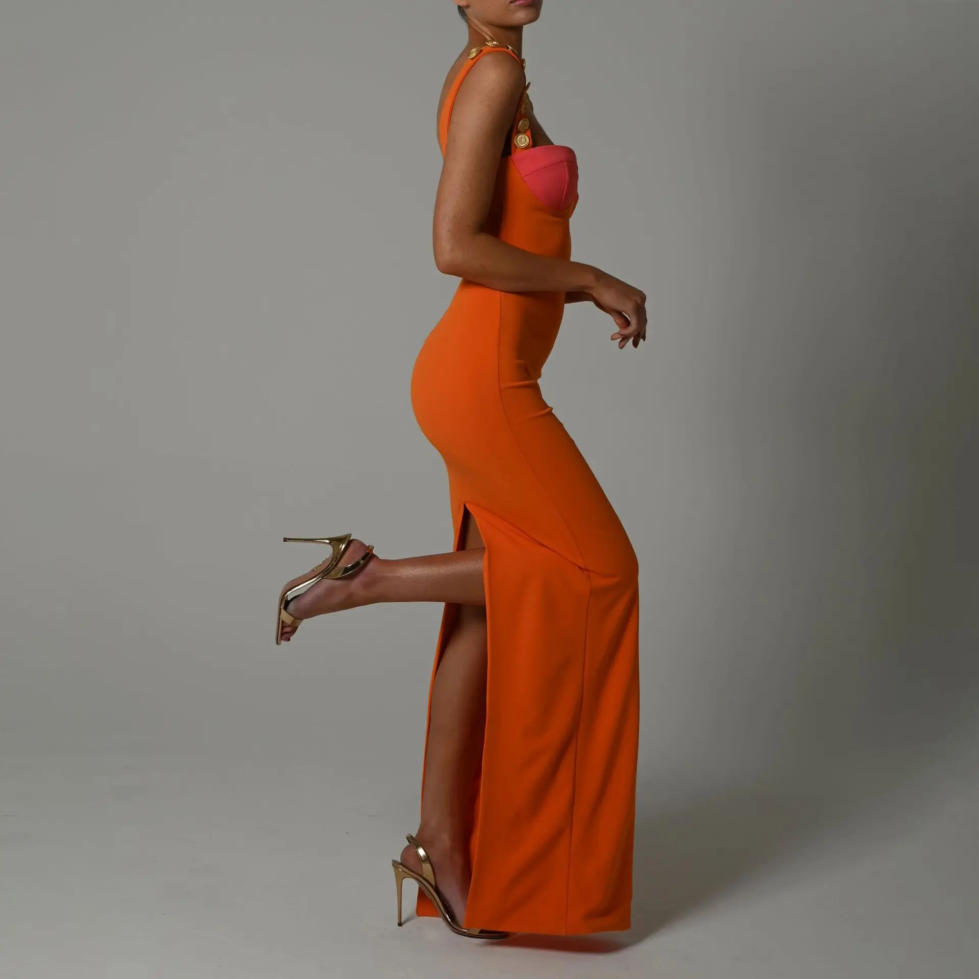 Contraste de Cor de Baixo Corte de Alta Irregular sem Encosto Vestido de Mulher Feminino Fenda Saia Longa Apertado-fitting Cinta no Peito Roupas 2022 Novo Y2k 9 Computers & Electronics