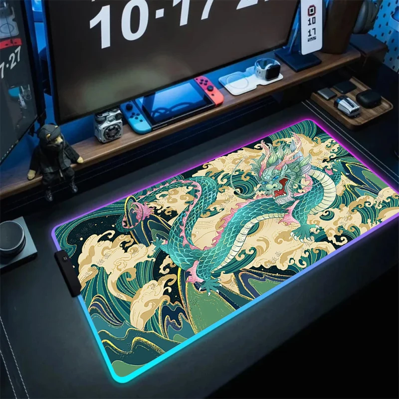 

RGB Japan Dragon Game Mouse Pad Large Mouse Pad Gamer Led Computer Mousepad Big Mouse Mat with Backlight Carpet For keyboard Mat