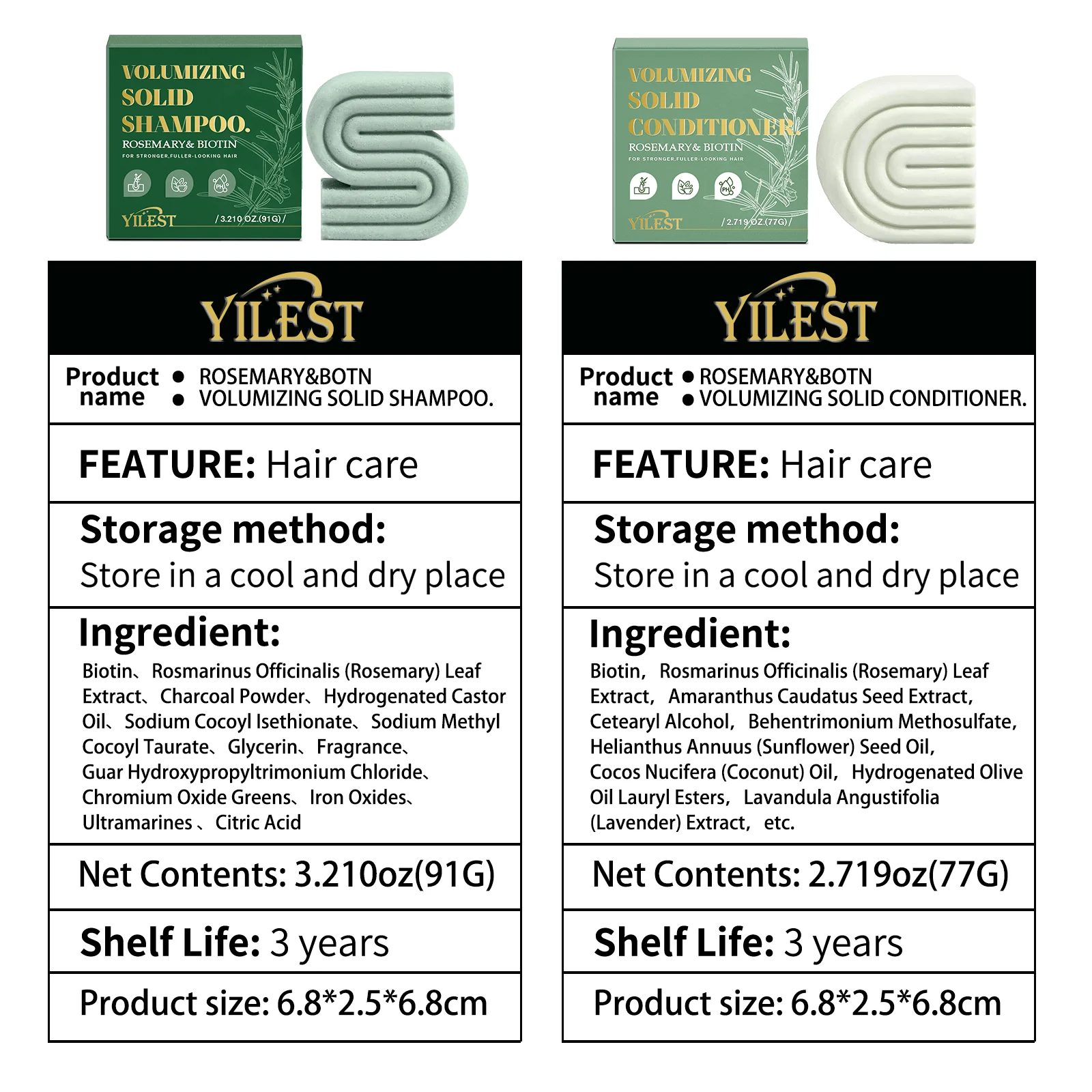 Rosemary & Biotin Solid Shampoo and Conditioner packaging image 5
