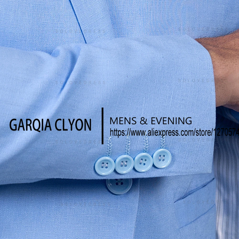 New 2 Pieces Linen Slim Fit Casual Peak Lapel Single Breasted  Real Picture Men's Suits Can Be Customized