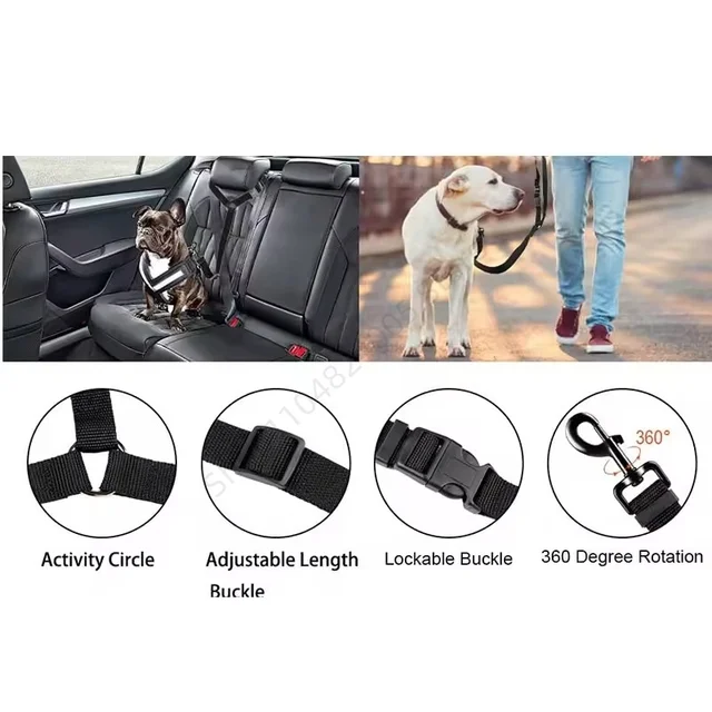 Solid Color 2 in 1 Pet Car Seat Belt Durable Nylon Safety Adjustable Dog Leash for Small Large Dogs Fashion Pet Car Supplies 5