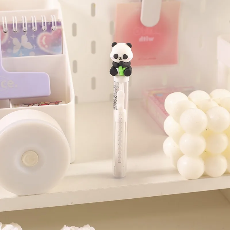 Cute Cartoon Panda Bamboo Eraser Stretchable Lipstick Pencil Eraser Kawaii Fun Girl Stationery Student Back To School Supplies