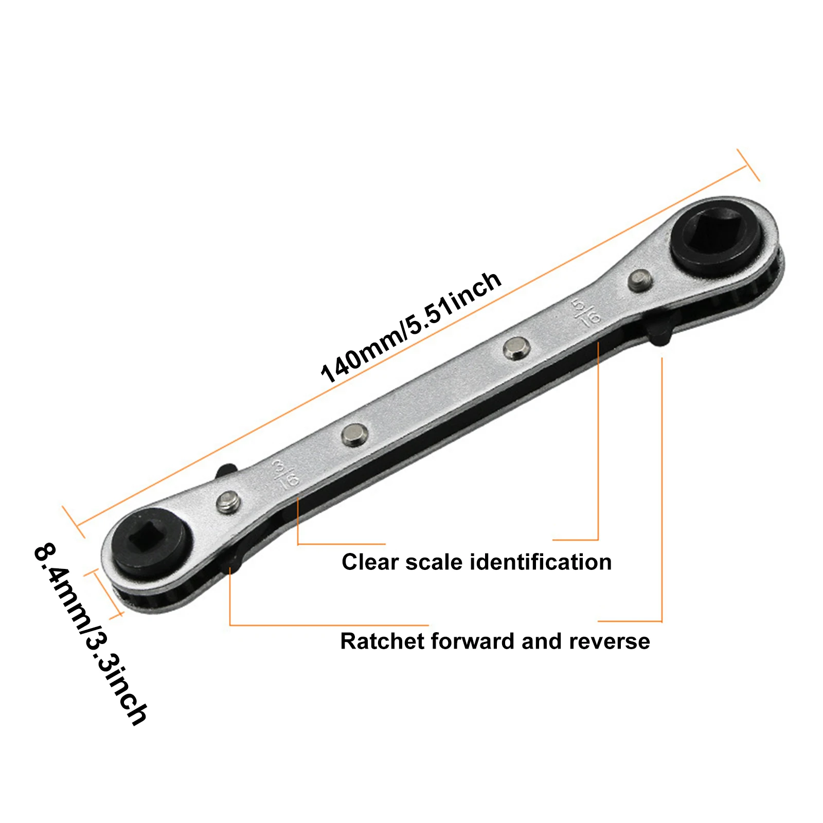 Two-way Ratchet Refrigeration Valve Wrench Professional Air Conditioning Refrigeration Tool 1/4 3/8 3/16 5/16 Inch