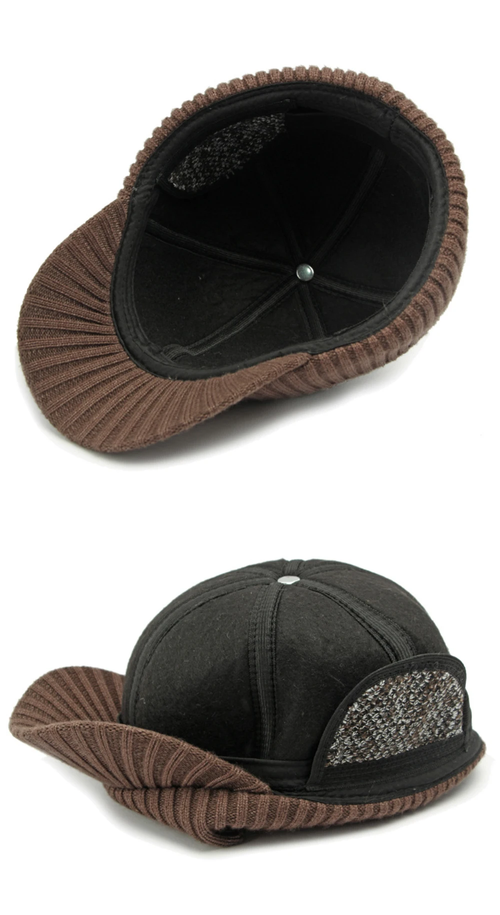 HT4545 Baseball Kappe Dicke Warme Gestrickte Baseball Hut Männer Frauen Hohe Qualität Papa Hüte mit Ohrenklappen Männlich Weiblich Ski Earflap Kappe – Detail 10