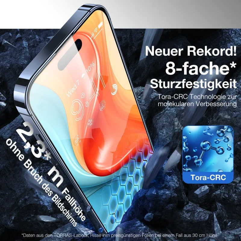 TORRAS Tempered Glass for iPhone 15 14 13 Pro Max Plus Screen Protector Dust Proof 9H+ Protective Film With assisted laminator