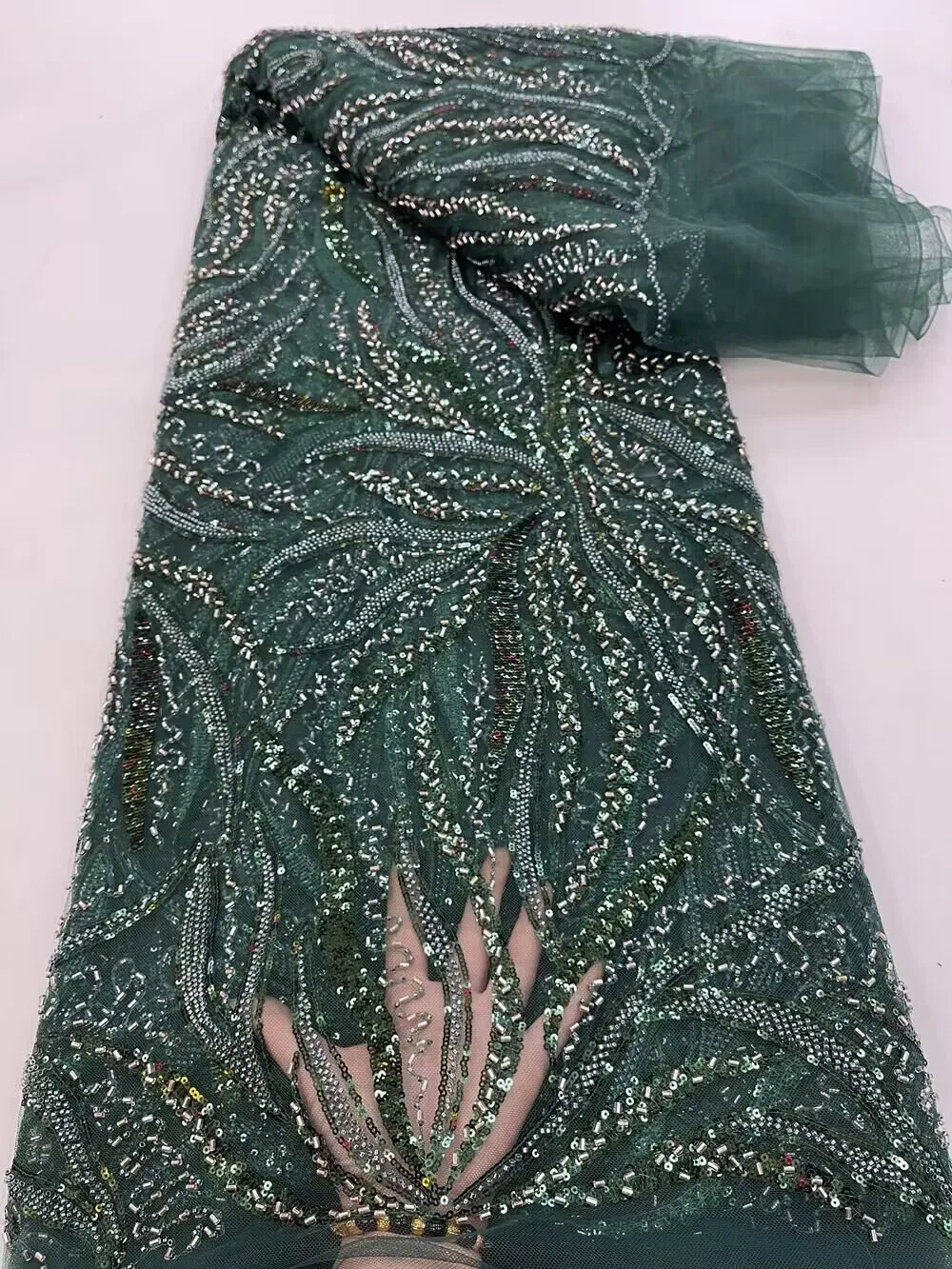 African Lace Fabric 2023 High Quality French Mesh Lace Fabric Luxury Beads Sequins Nigerian Lace Fabrics For Wedding Dress