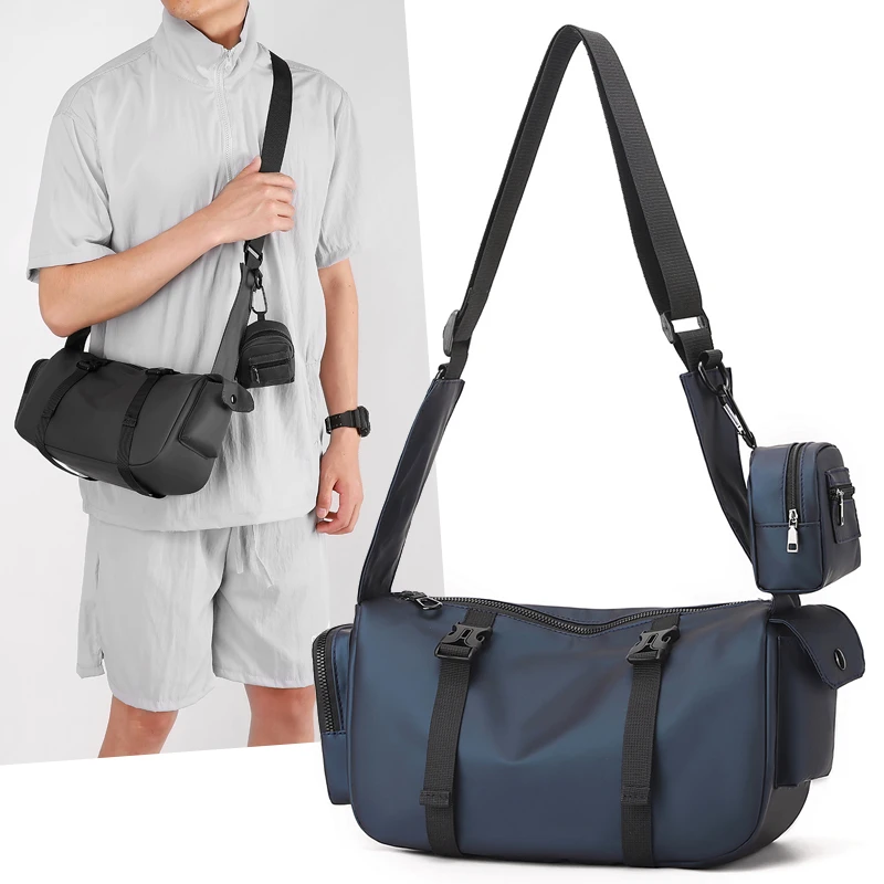 Men's Black Shoulder Bag - Zipper Shoulder Bag, Messenger Bag, small shoulder bag