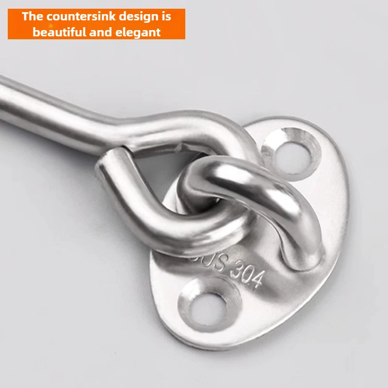 Heavy Stainless Steel Duty Privacy Hook and Eye Latch Lock with Screws Black Silver Barn Door Easy Locks Gate Latch Window Wind
