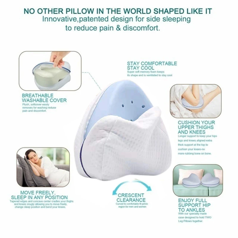 Contour Legacy Cool Gel Leg & Knee Memory Foam Side Sleeper Support Pillow  - Soothing Pain Relief for Sciatica, Back, Hips Knees & Joints