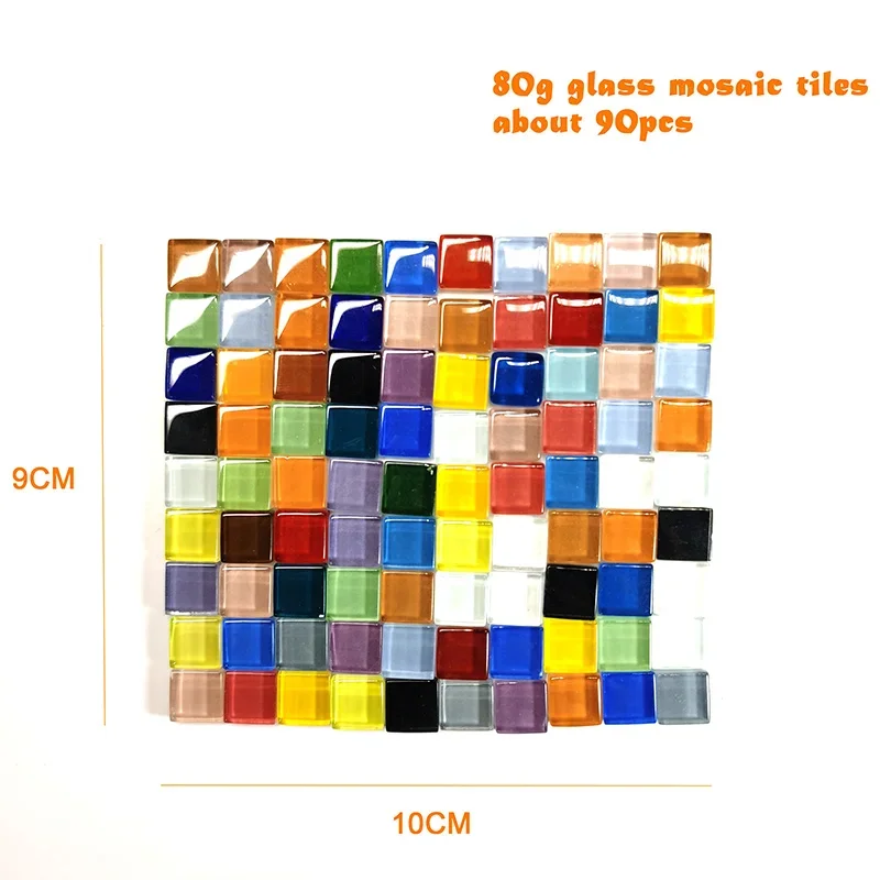 90pcs (Approx. 80g/2.82oz) 1cm Square Glass Mosaic Tiles DIY Mosaic Craft Materials for Fun Handmade Glass Mosaic Stones