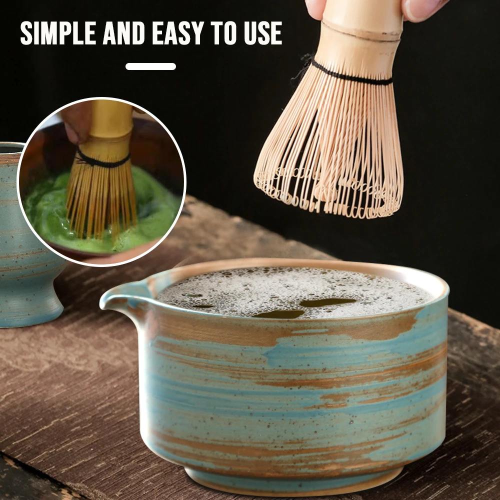Matcha Whisk Set and Bowl Matcha Making Kit Whisk Bowl With Spout Powder Starter Sifter Ceramic Whisk Holder Tea Set