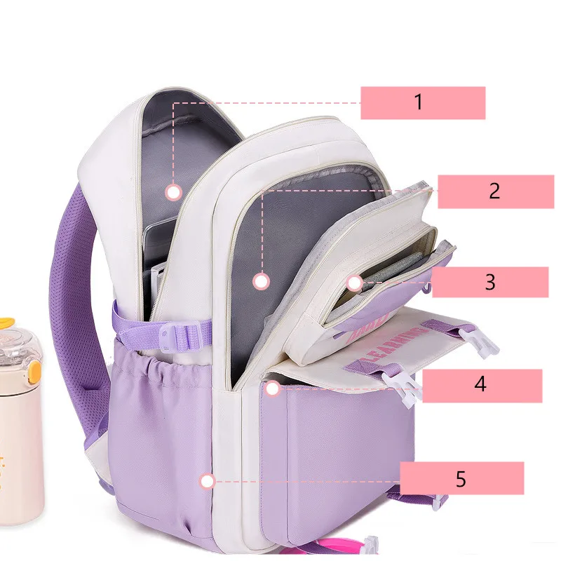 large capacity school backpack kids girl student bag waterproof nylon book bag Elementary girl school backpack with many pockets 3