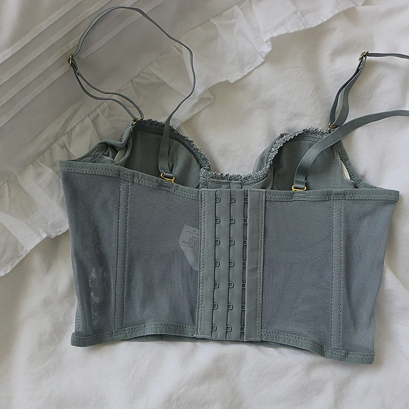 Three-dimensional embroidered bra sexy lace fish bone corset widened breasted with steel ring 2/1 half cup bralette underwear 6