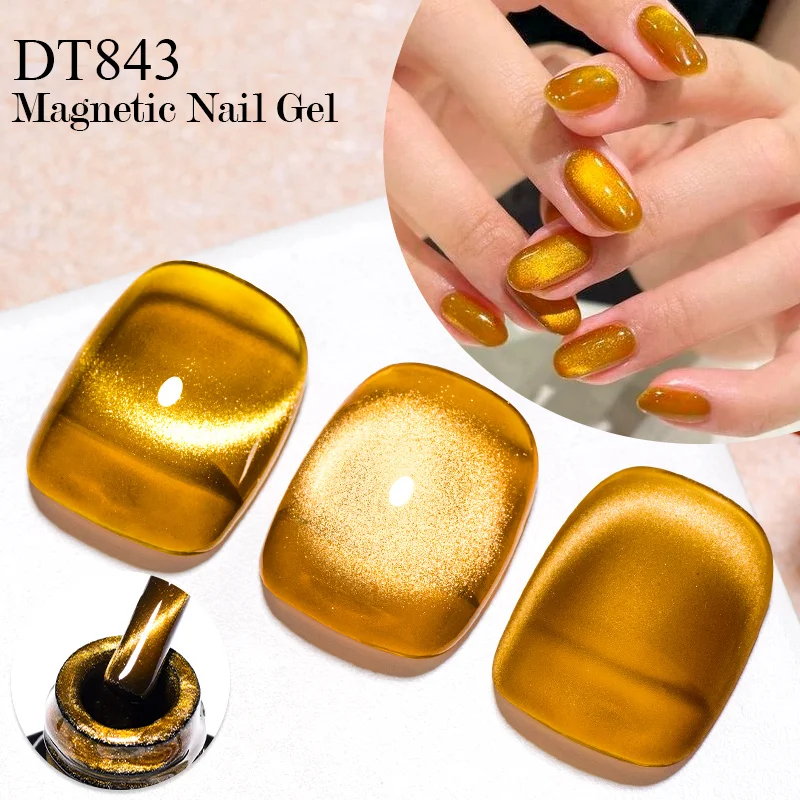 MEET ACROSS Pink Red Cat Eye Gel Nail Polish 7ml Jelly Amber Cat Magnetic Gel Nail Soak Off UV LED Semi Permanent Gel Nail Art 3