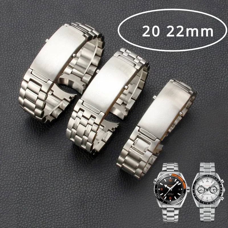 

20 22mm Men Watch Accessories for Omega Seamaster 300 600 Folding Buckle Butterfly Buckle Stainless Steel Strap High-end Chain