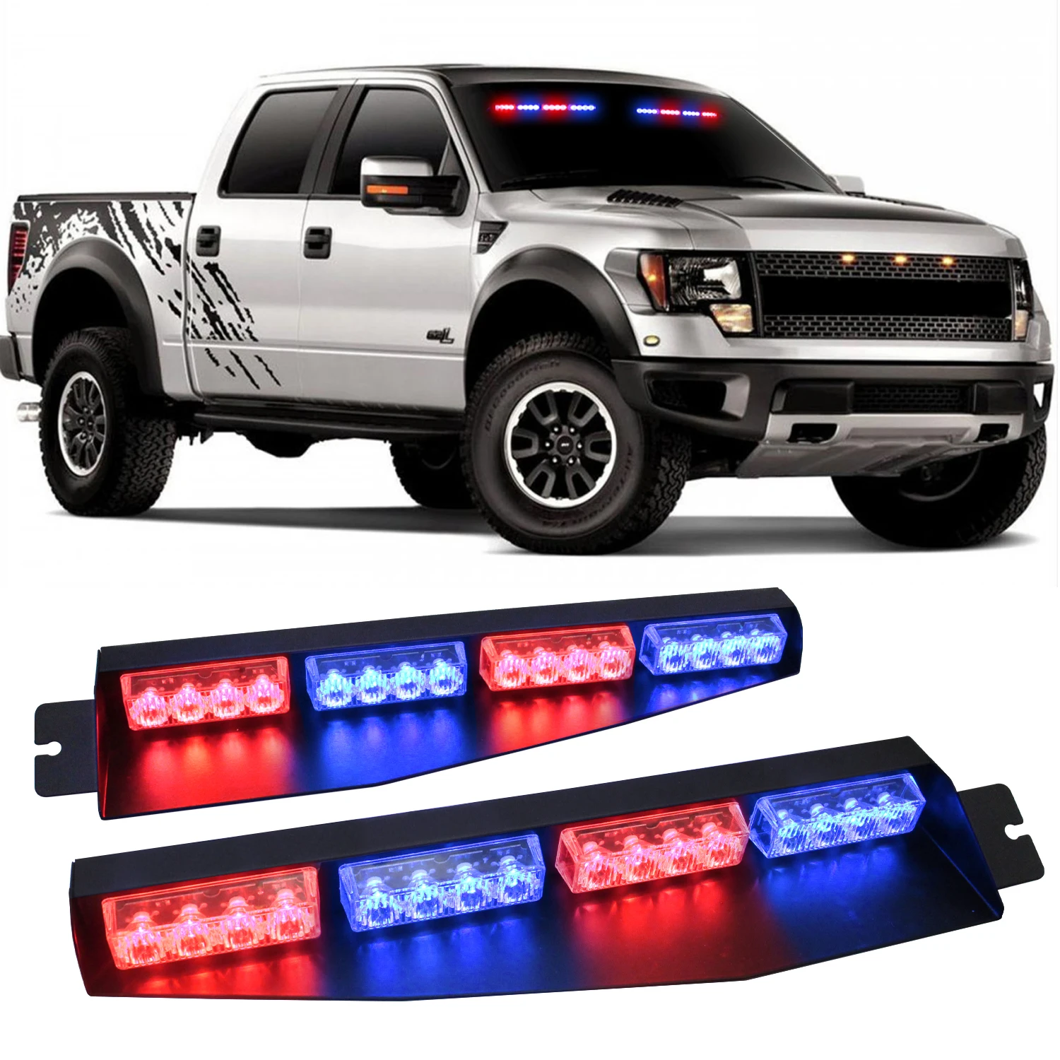 

32 LED Visor Emergency Strobe Light Bar Windshield Traffic Advisor Dash Warning Flashing for Police Firefighter Vehicles Trucks