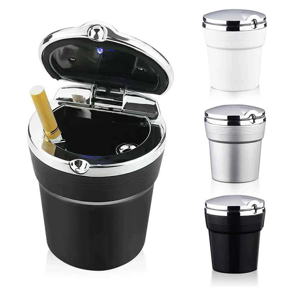 Car Ashtray Led Light Car Ashtray Car Garbag Can With Cover Creative auto Smokeless Smoke Ash Tray With Cover Holder Auto Accessories