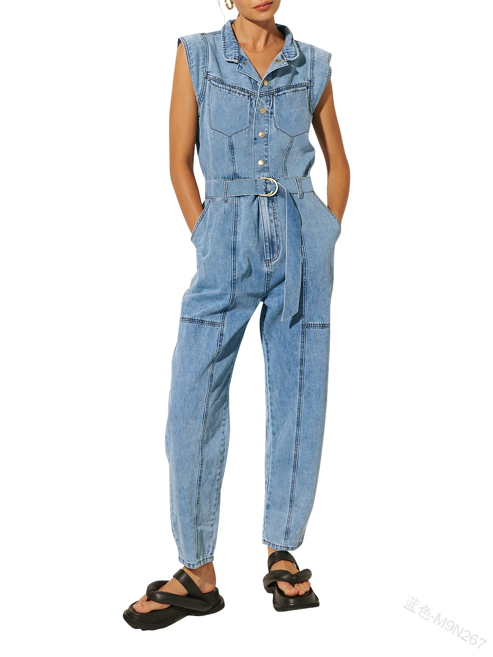 Women's Denim Slim Jumpsuit Jeans 2024 Summer Casual Sleeveless Bodysuits Long Pants Femal High Waist One-Piece Outfits Pants