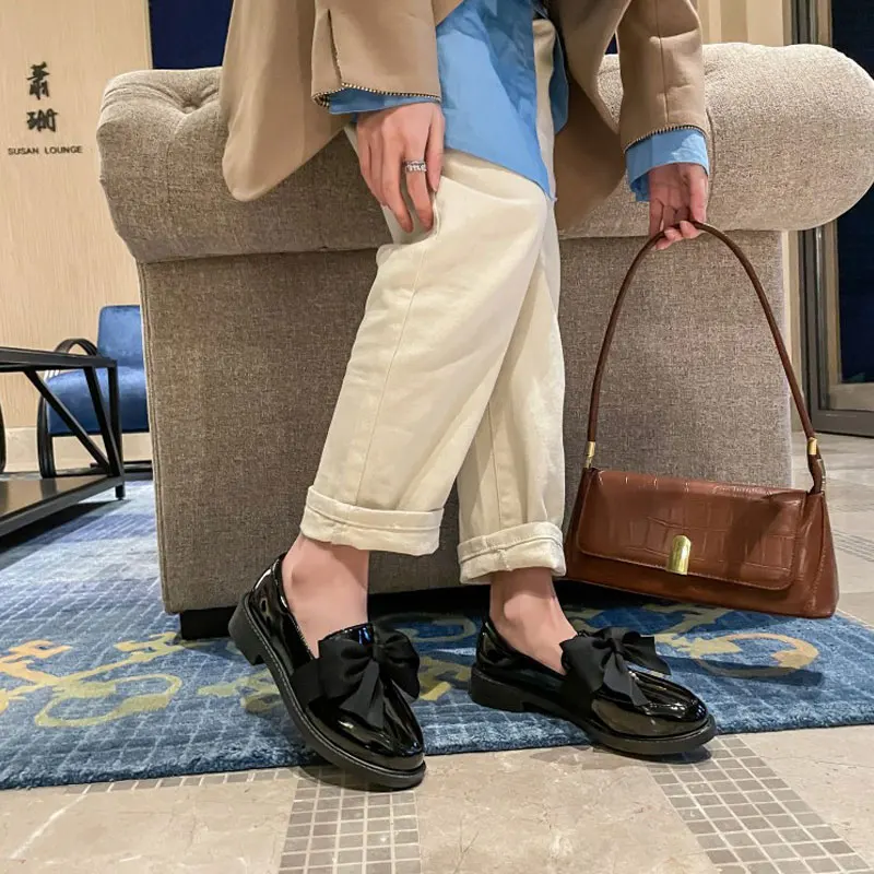 Gothic Lolita Bowknot Heart Mary Jane Shoes Women Cute Kawaii Chunky Platform Flats Fashion Designer 