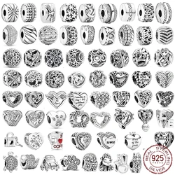 New 925 Sterling Silver Heart Circular Animal Beads Fit Original Pandora Charm Bracelet For Women DIY Fashion Silver 925 Jewelry