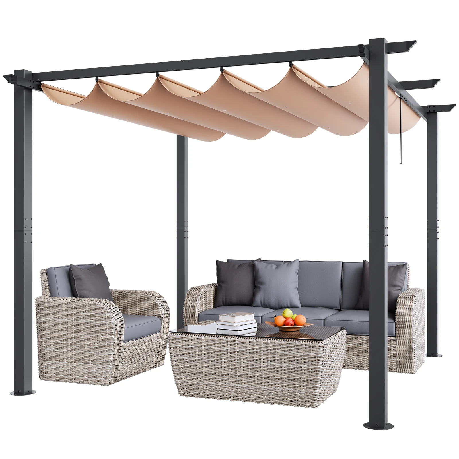Outdoor Retractable Aluminum Pergola with Canopy