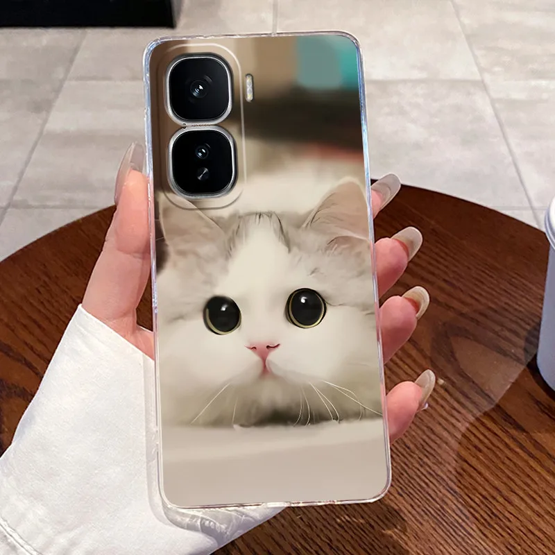 Clear Silicone Soft TPU Back Cover with Cute Rabbit Cat Design