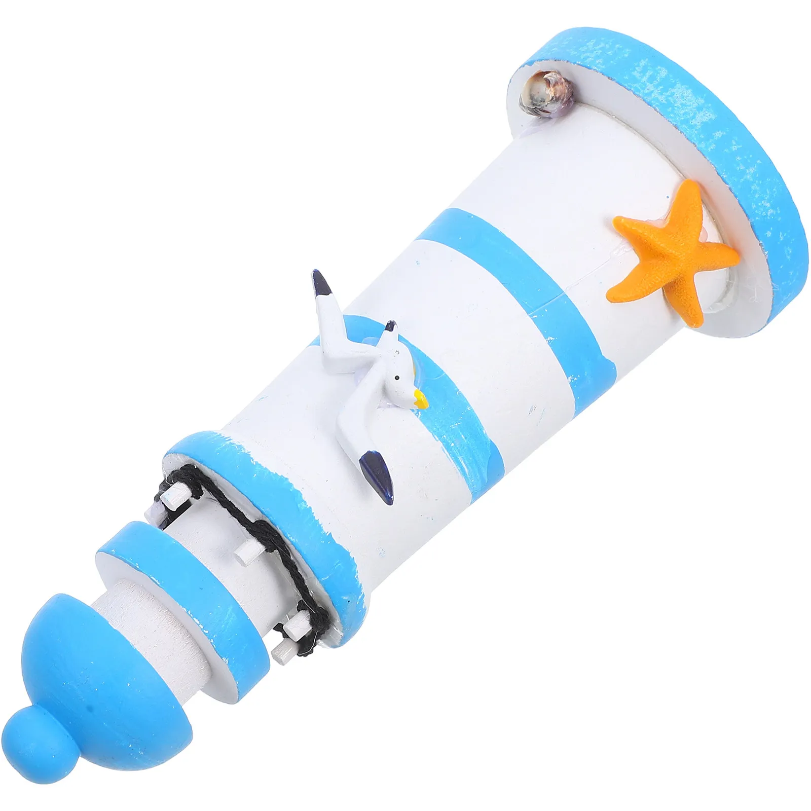 15cm 나무 등대 장식품, 지중해 해양 테마 탁상용 홈 데코, 독창적인 해안풍 거실 선반 장식품