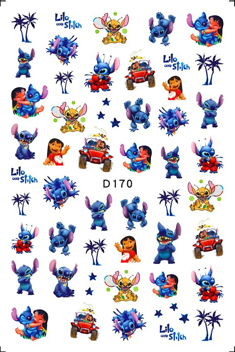Disney Cartoon Stitch Nail Stickers Nail Art Supplies Mickey Minnie Donald Duck 3D Stickers Art Decoration Decals nail stickers nail art decoration nail decals