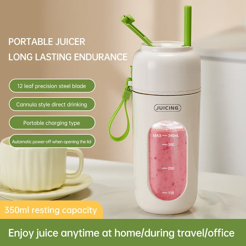 

350mL Portable Blender Electric Juicer 12 Blades Fruit Mixers 2600mAh USB Rechargeable Smoothie Juicer Cup Squeezer Juice Maker