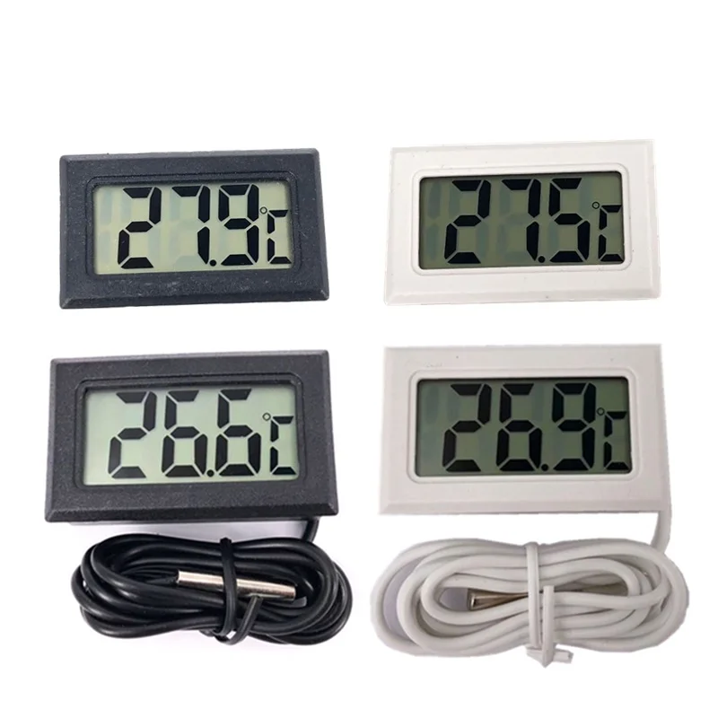 Mini LCD Display Digital Thermometer Indoor Convenient Temperature Meter Gauge Instruments Embedded Built-in Probe Cable 1M
