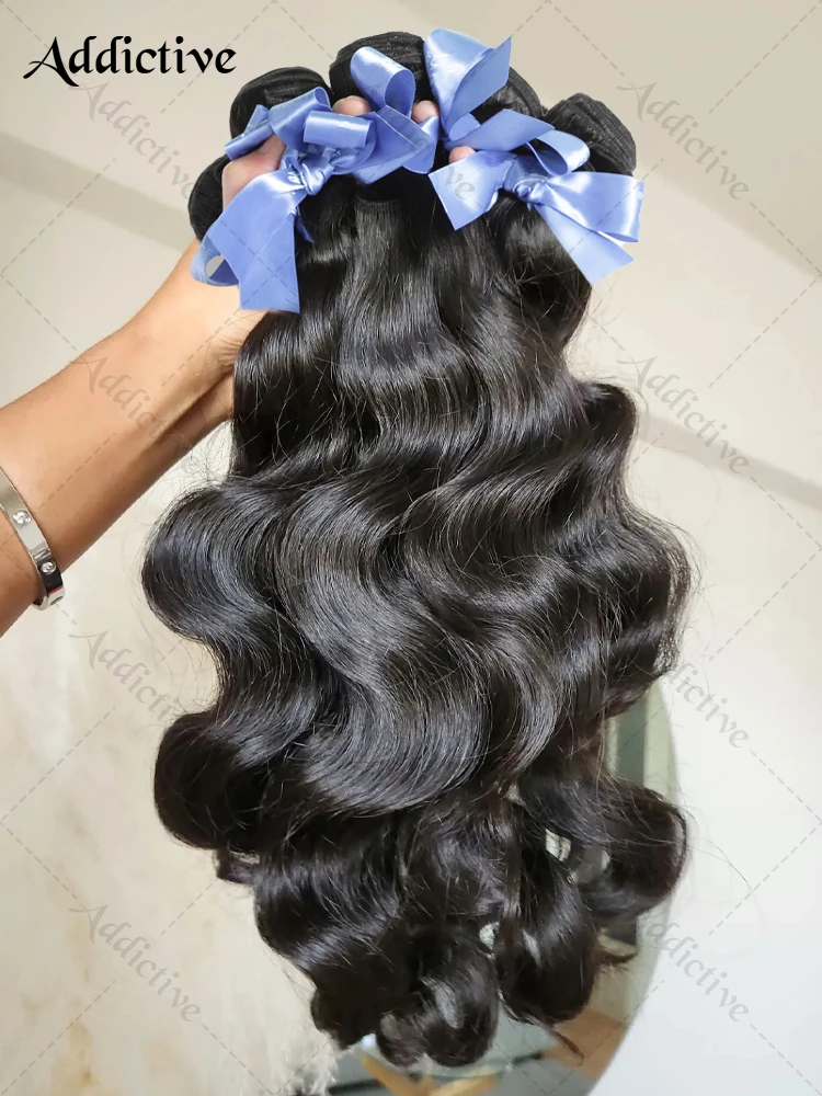 Human Hair Extensions 30 34 Inch Body Wave Virgin Hair Water Wave Bundles Double Weft Raw Extensions Weaving Tissage 16A