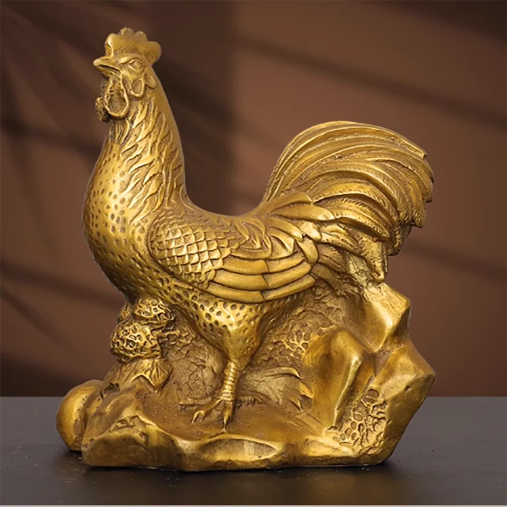 

Pure brass zodiac rooster, golden rooster, ingot rooster, home decoration, Chinese style wealth attracting handicraft ornaments