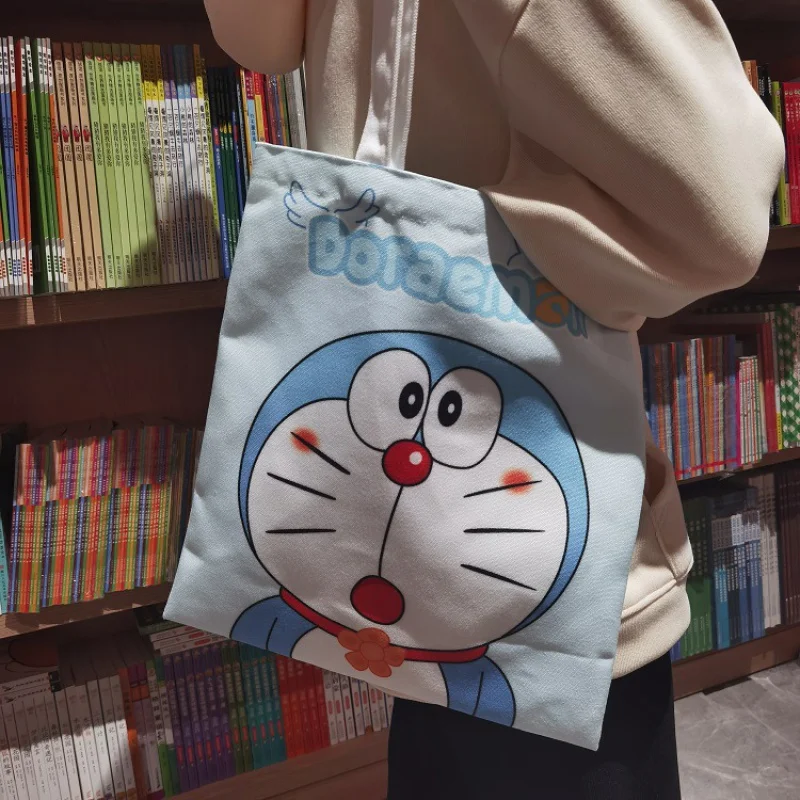 StellaLou Cute Cartoon Canvas Bag Shoulder Bag Female Student Class Tutorial Large Capacity Tote Eco-friendly Shopping
