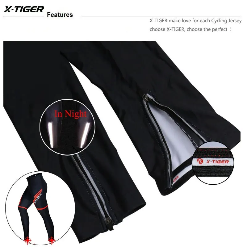 Cycling Pants X-TIGER Cycling Pants Spring Autumn Coolmax 5D Gel Pad 100% Lycra MTB