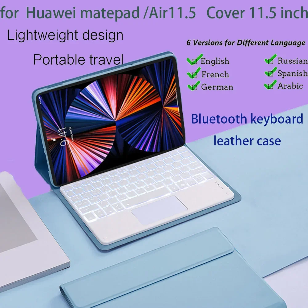 

Bluetooth Magnetic Keyboard Cover for Huawei matepad/air11.5 GM 2023 cover11.5inch Supports Russian Hebrew Arabic French Spanish