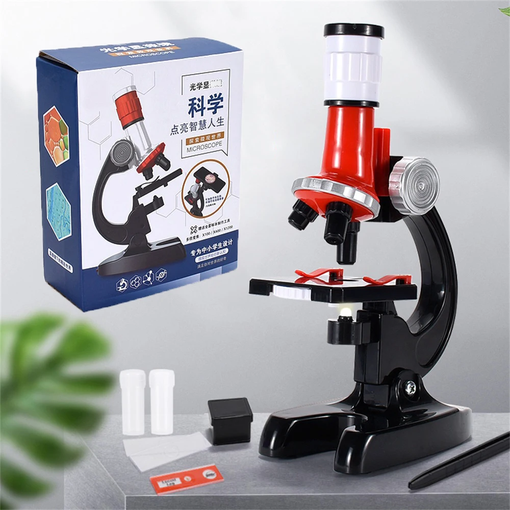 Portable Mini Pocket Biological Trinocular Microscopes Kit 1200X Lab Children's Microscopio With