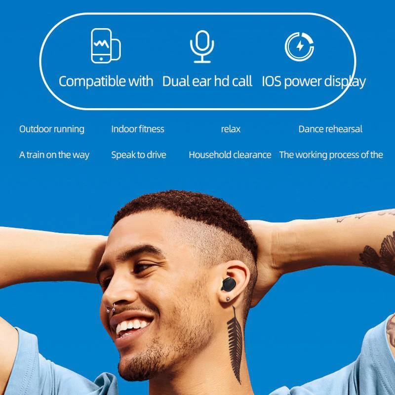A6S TWS Wireless Headphones Bluetooth Earphone 5.0 Stereo Headset Earbuds with Microphone For iPhone Xiaomi 6