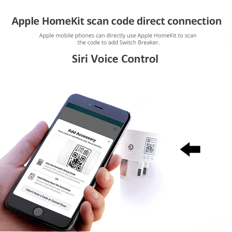 HomeKit WiFi Smart Plug Apple Home Scan Code No Hub Required EU Socket Remote Su