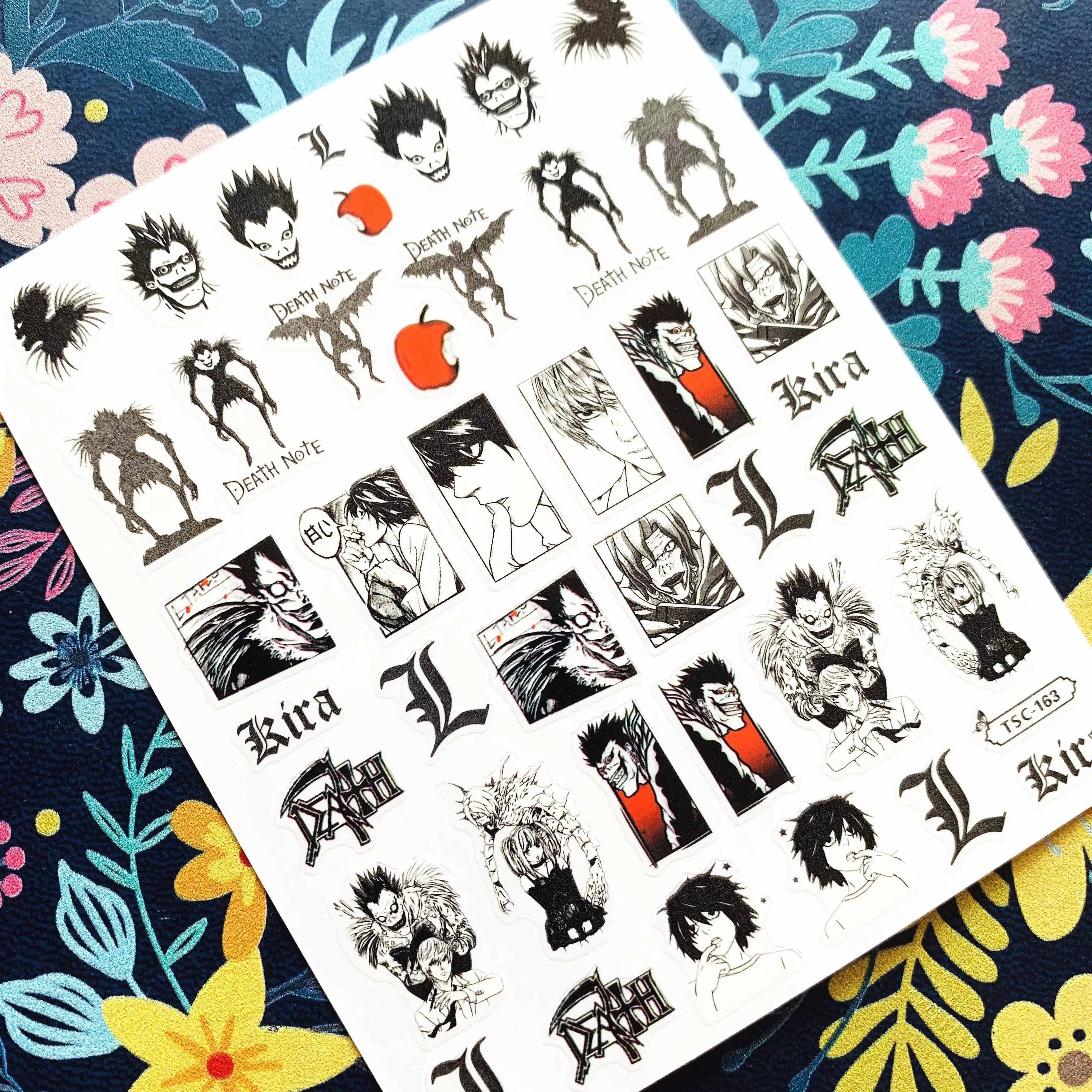 Nail Stickers Nail Decals TSC-163 Black Notes series 3d nail art stickers decal template diy nail tool decoration