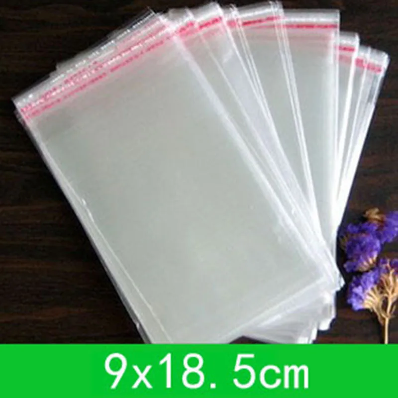 

1000pcs Jewelry Bag 9x18.5cm Transparent Plastic Adhesive Pouch Self Sealing Small Bags For Pen Candy Gift Cookie Packing