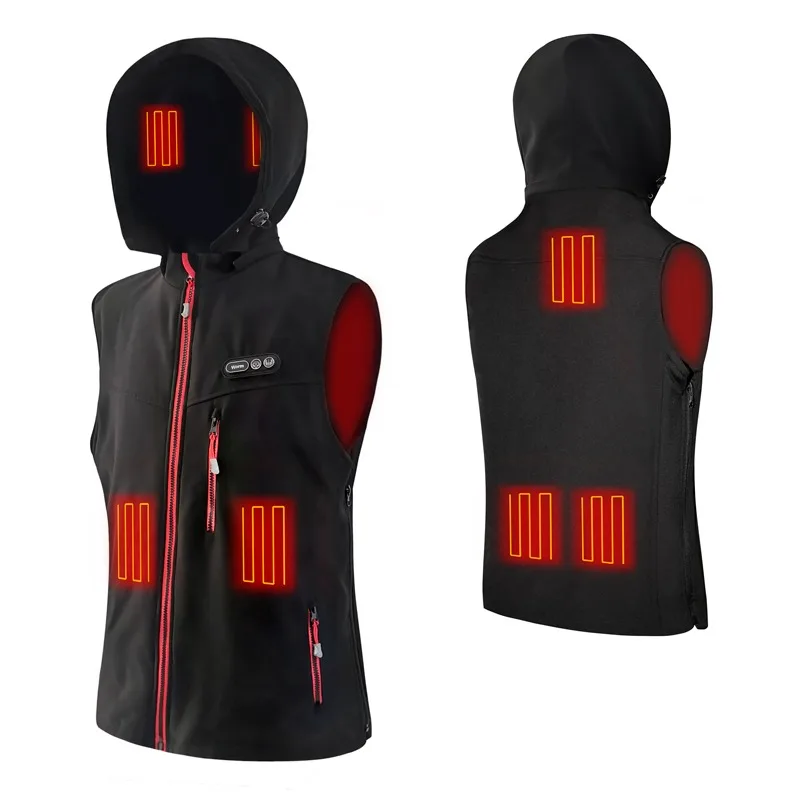 

Usb 5v Battery Powered Windproof Waistcoat Motorcycle Electric Heated Hoodie Vest with hooded for Winter Riding