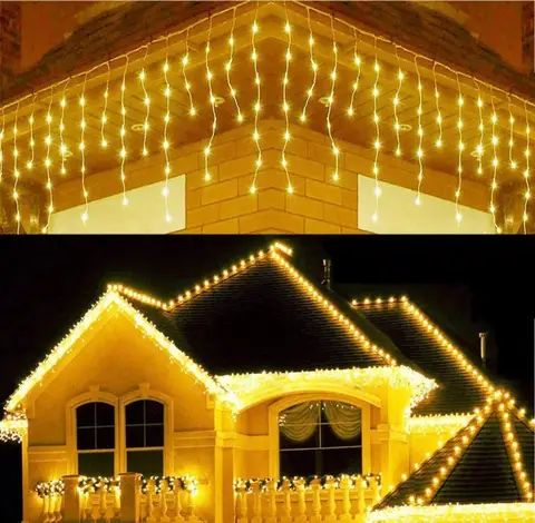 Street Garland on The House Curtain Icicle String Lights Droop 0.4-0.6m AC 220V New Year Christmas Lights for Outdoor