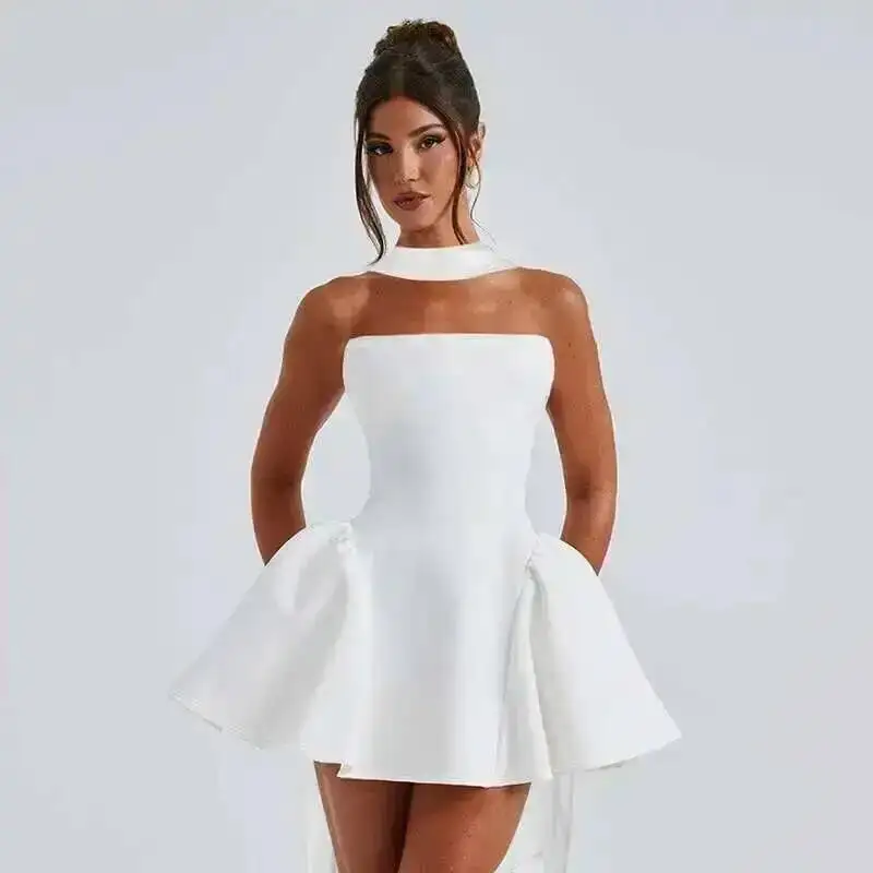Elegant Off Shoulder A-Line Dress - Sexy Backless Mini Party Dress for Women